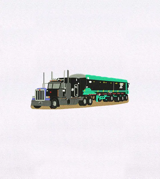Green and Black Transportation Truck Embroidery Design