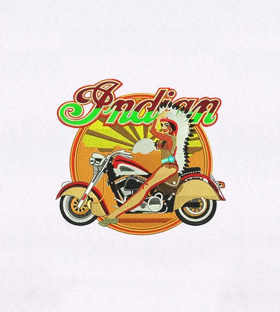 Indian Biker Native American Woman Embroidery Design