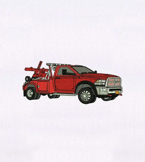 Industrial Red Pickup Truck Embroidery Design