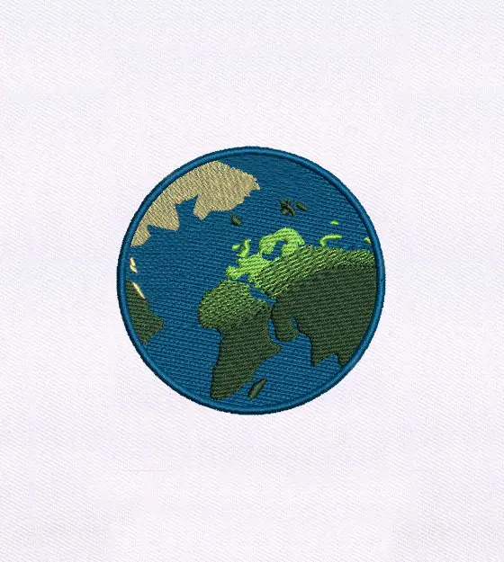 Globe Encasing Planet Earth Embroidery Design