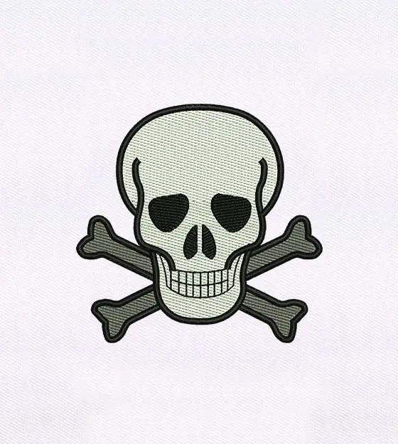 Classic Crossed Skull and Bones Embroidery Design