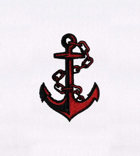 Shadow Red Elaborate Anchor Embroidery Design