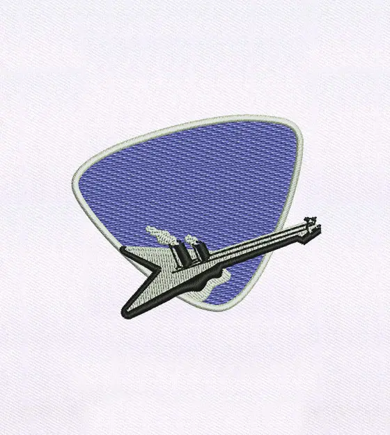 Smoke Raising Puck and Electric Guitar Embroidery Design