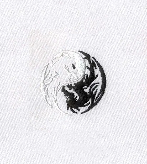 Monotone Yin and Yang Dragons Embroidery Design