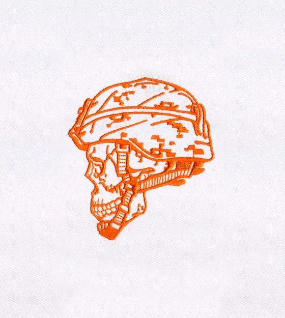 Menacing Profile of a Skull Soldier Embroidery Design