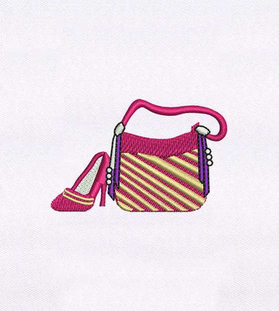 Designer Woman Bag and Shoe Cap Embroidery Design