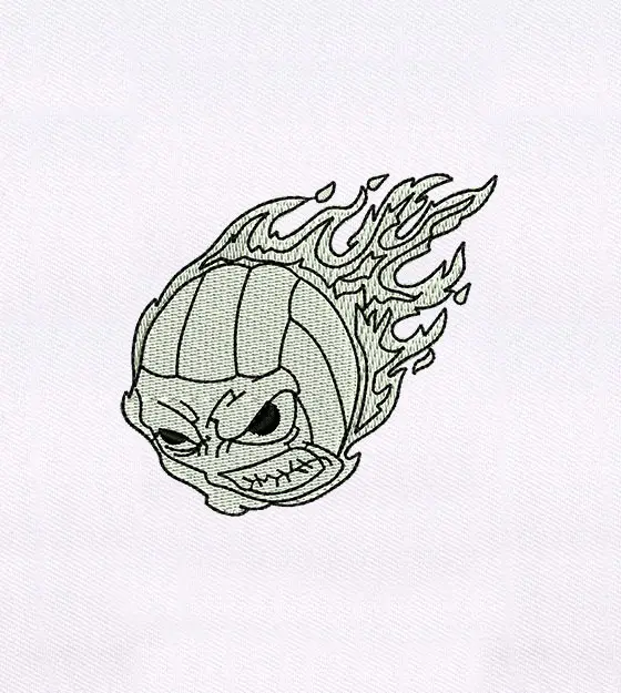 Angry Fiery Volleyball Cap Embroidery Design