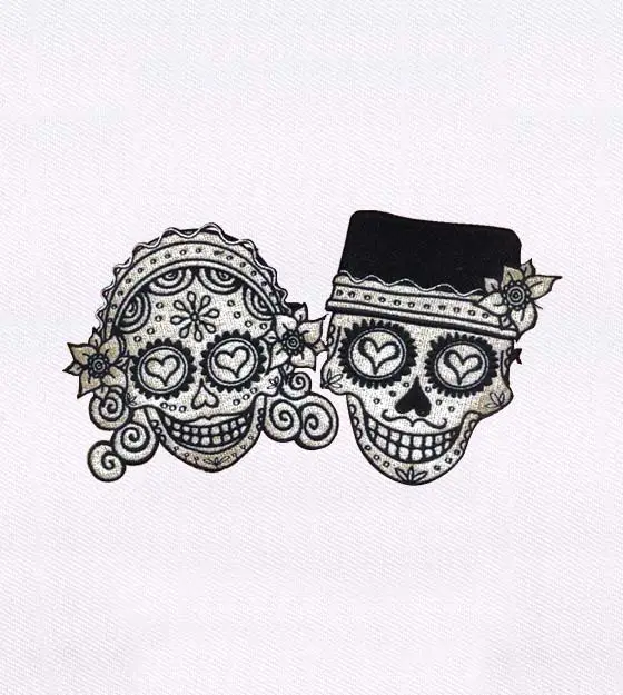 Artistic Skull Bride and Groom Embroidery Design