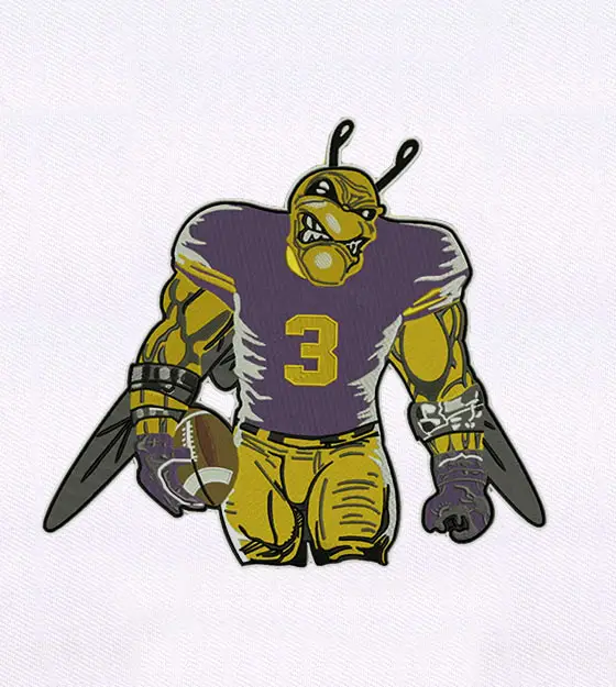 Muscular Football Playing Bug Embroidery Design