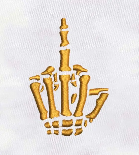 Skeleton Middle Finger Embroidery Design