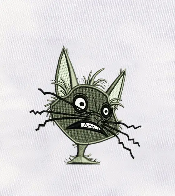 Shocking Cat Face Embroidery Design