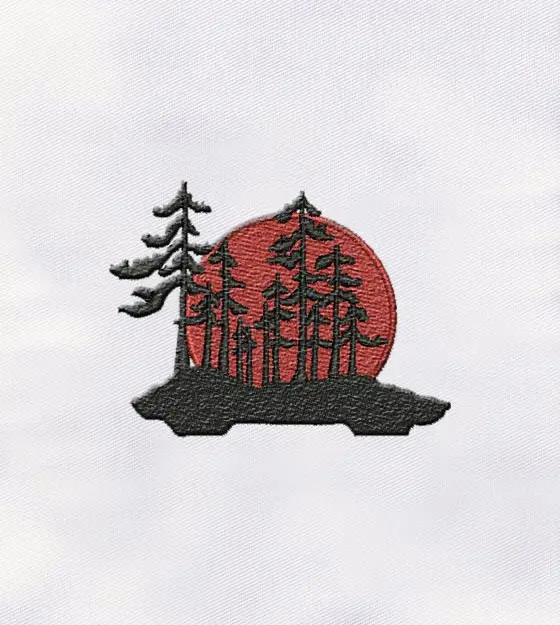 Peaceful Sunshine Scenery Embroidery Design