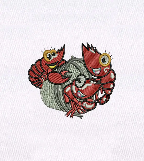Playfully Jovial Shellfish Embroidery Design