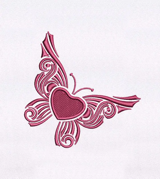 Heart Centric Stylish Butterfly Embroidery Design