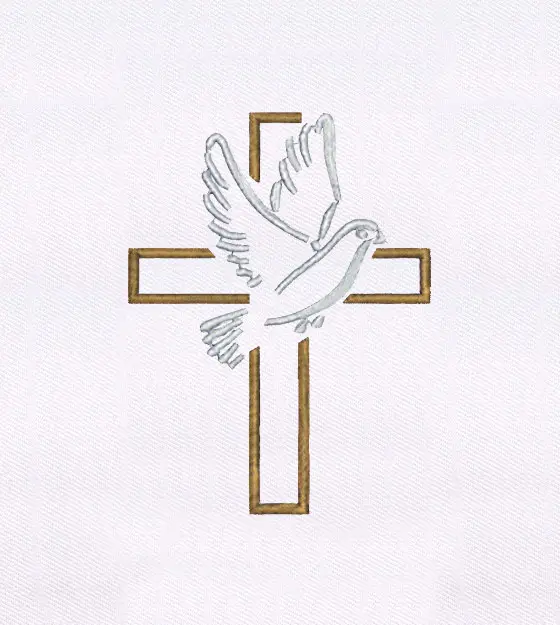 Peaceful Dove and Cross Embroidery Design