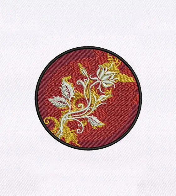 Exotic Red and Golden Flower Quilting Embroidery Design