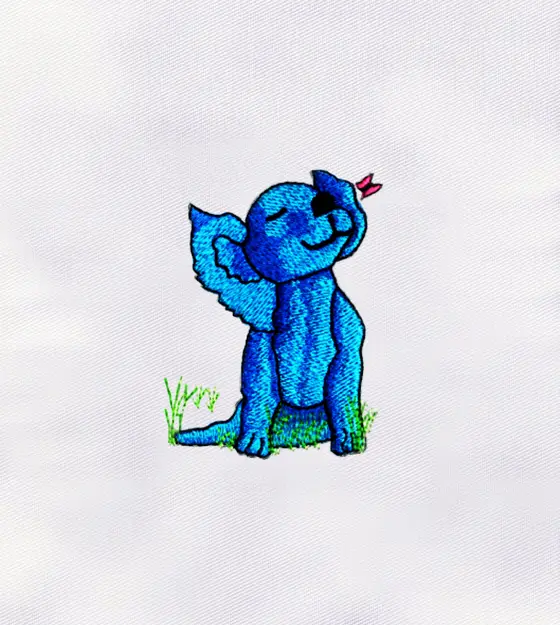 Blue Dog Embroidery Design