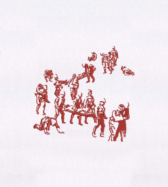 Soldiers Treating Injured Comrades Embroidery Design