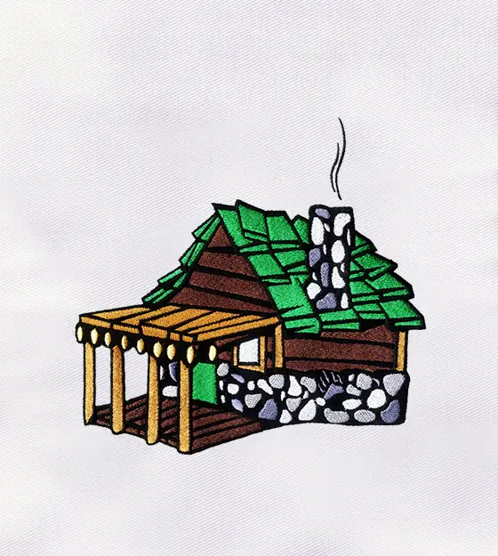 Beautiful Wooden House Embroidery Design