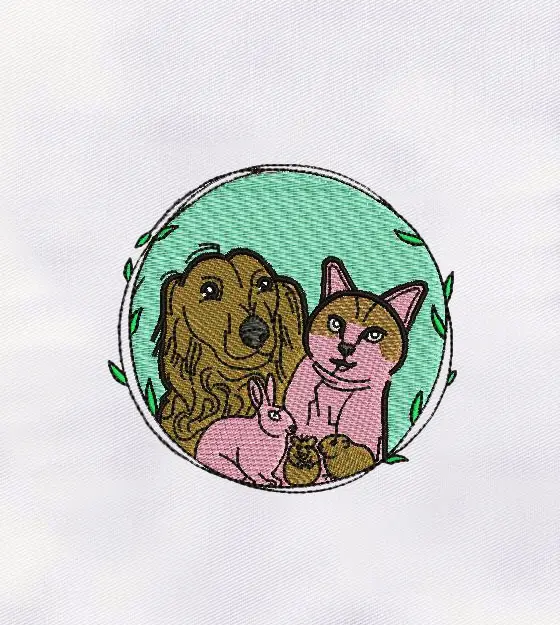 Cute Animal Machine Embroidery Design