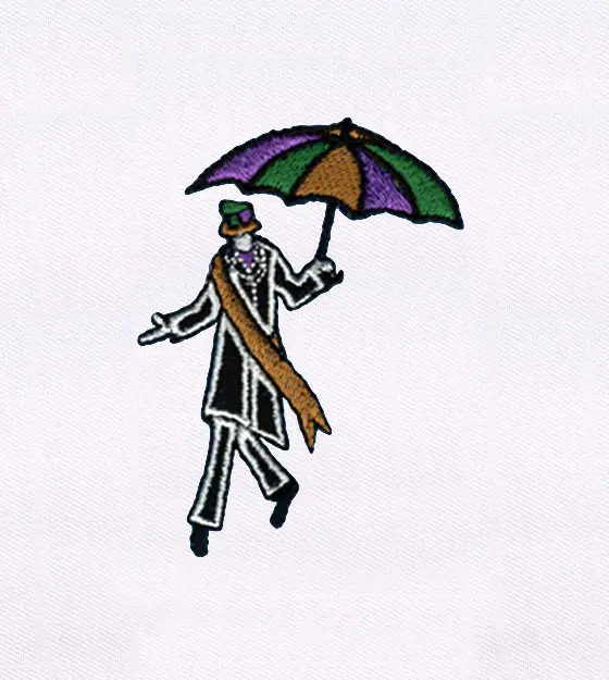 Umbrella Hoisting Tall Man Embroidery Design