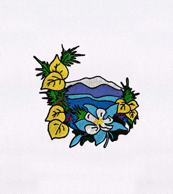 Beautiful Scenery and White Flower Embroidery Design