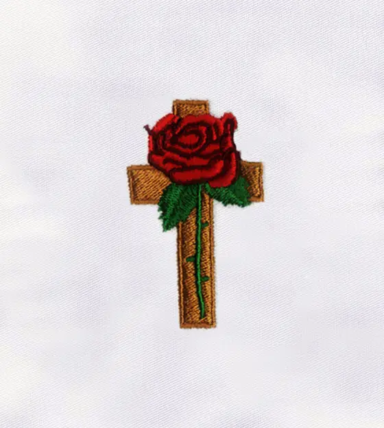Beautiful Religious Cross with Rose Embroidery Design
