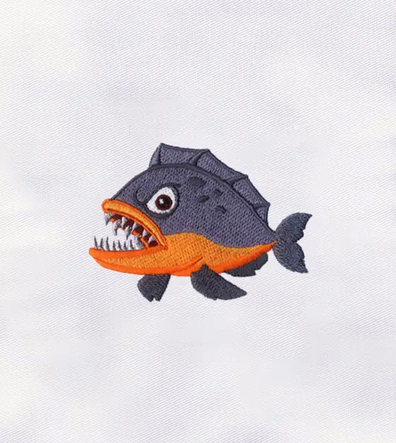 Dangerous Piranha Fish Embroidery Design