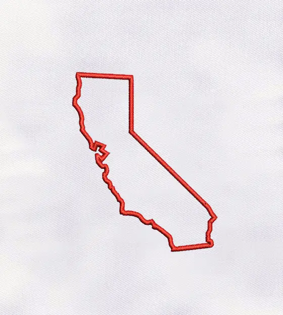 California Map Machine Embroidery Design