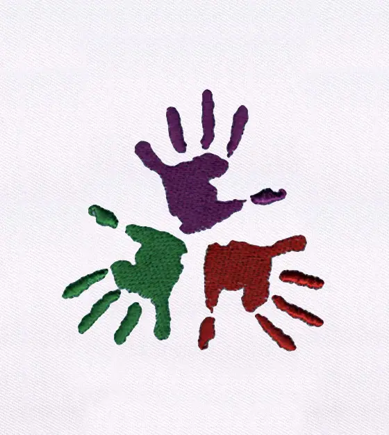 Colorfully Together Hands Embroidery Design