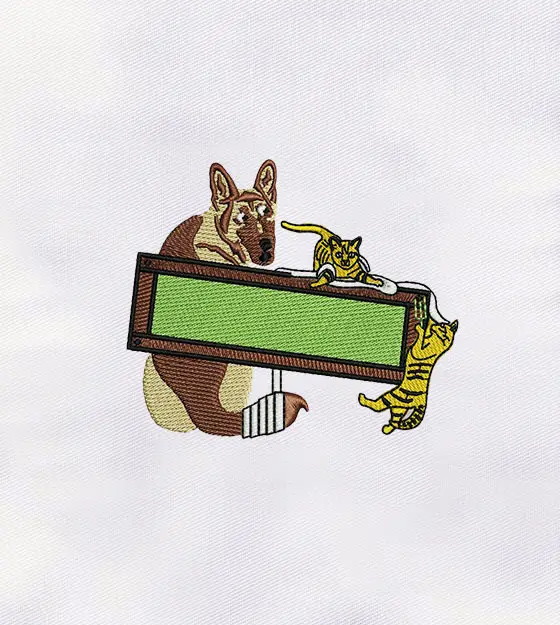 Playful Cat and Dog Embroidery Design