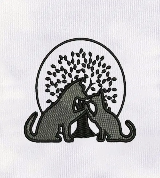 Friendly Cat and Dog Embroidery Design