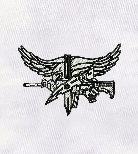 Eagle with Weapon Logo Embroidery Design