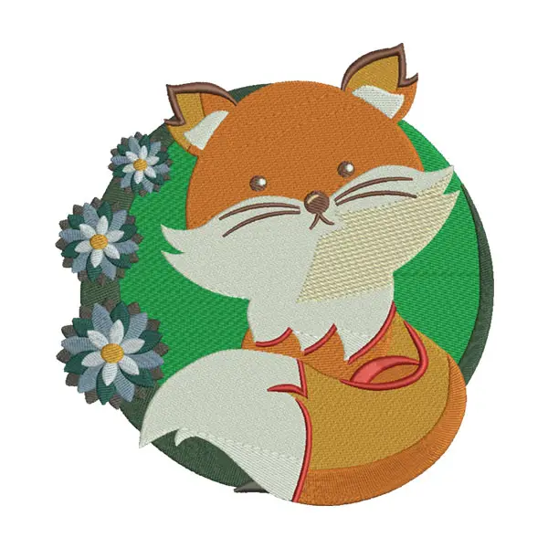 Cute Fox Embroidery Design