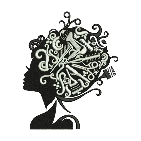 Creative Women Hair Style Accessories Silhouette Embroidery Design