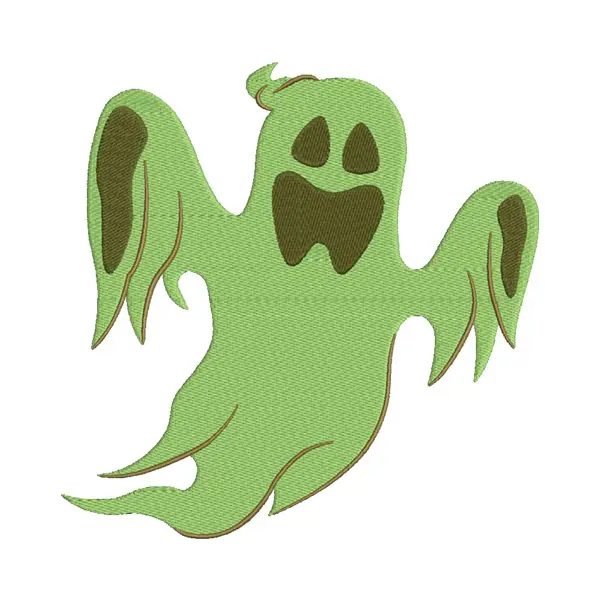 Green Horrifying Ghoul Ghost Halloween Embroidery Design