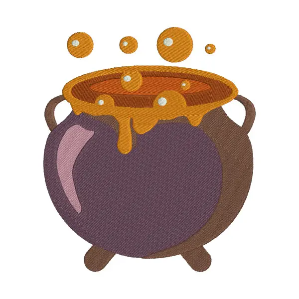 Terrifying Witch Boiling Pot Halloween Embroidery Design