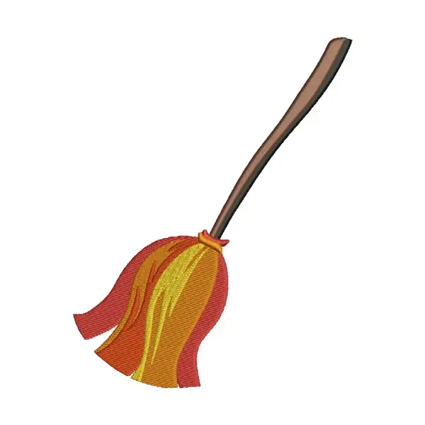 Magical Witch Flying Broom Halloween Embroidery Design