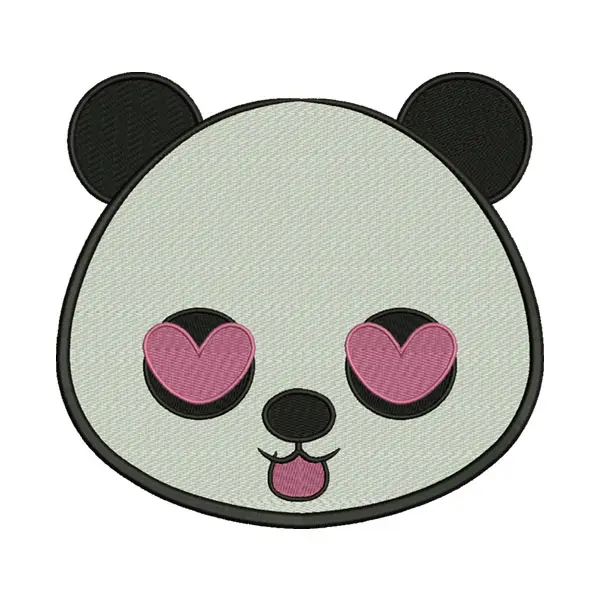 Heart Eyes Tongue Out Panda Face Embroidery Design