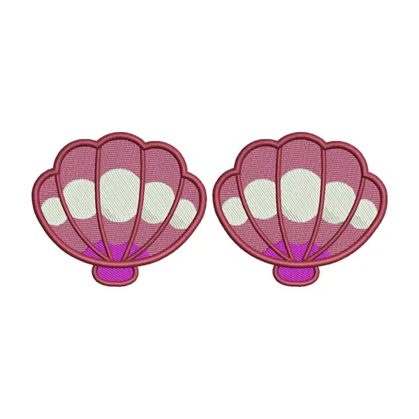 Seashell Embroidery Design – Pink & White Ocean Shell Machine Embroidery File