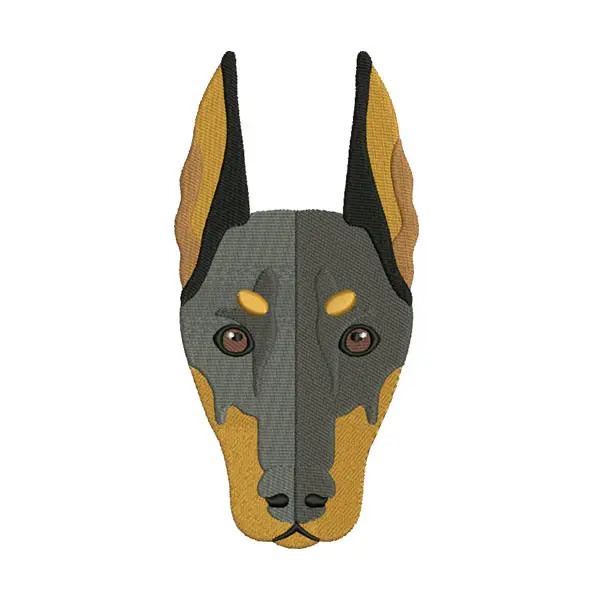 Doberman Face Embroidery Design