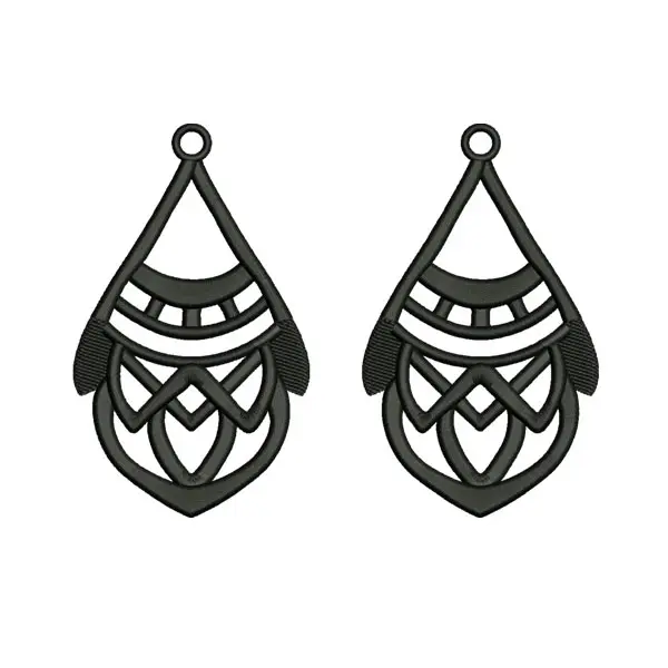 Exotic Grey Color Earrings Jewelry Embroidery Design