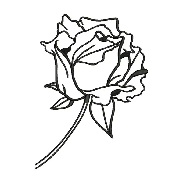 Rose Flower Line Art Machine Embroidery File
