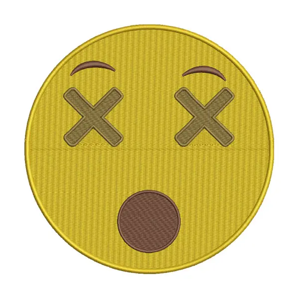 Cross Eyes Emoji Embroidery Design