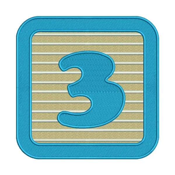 Number 3 Embroidery Design – Block Numeric Machine Embroidery File