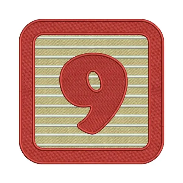 Number 9 Embroidery Design – Block Numeric Machine Embroidery File