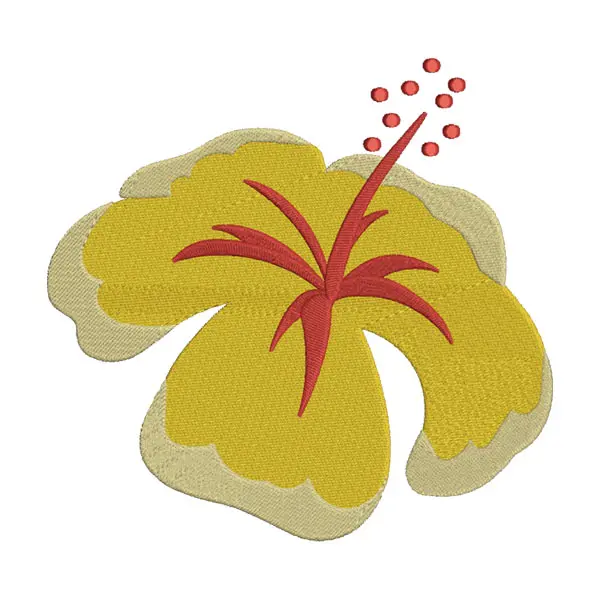 Yellow Hibiscus Flower Embroidery Design