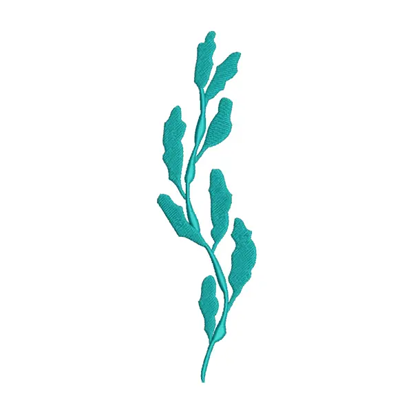 Seaweed Embroidery Design – Cyan Sea-Green Marine Plant Machine Embroidery File