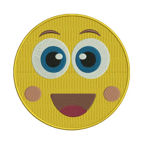 Smiling Emoji Embroidery Design – Blushing