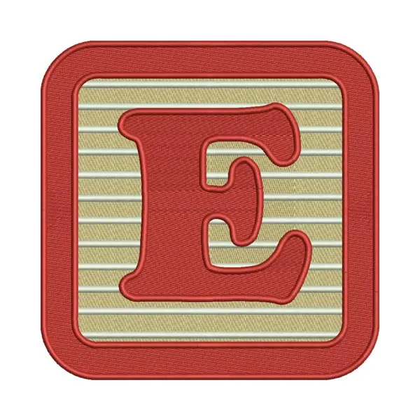 E Letter Alphabet Embroidery Design – Red